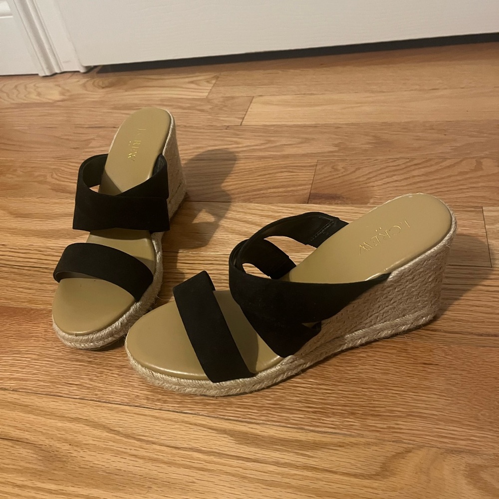 J. Crew Black Wedge Sandals